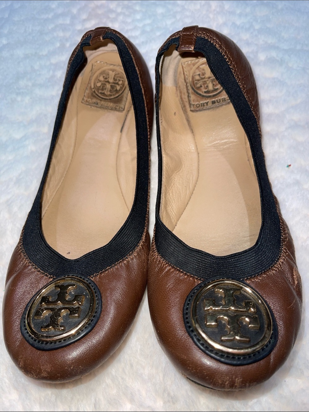 Tory Burch Women's Brown Leather Reva Ballet Flats
